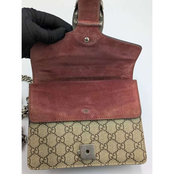Pre-owned Gucci GG Supreme Blooms Dionysus Mini Flap Brown/Antique Rose 421970 - Picture 15 of 16